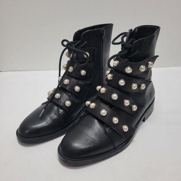 Bloggers Fav Zara Pearl Moto Biker Boots - Picture 5 of 15